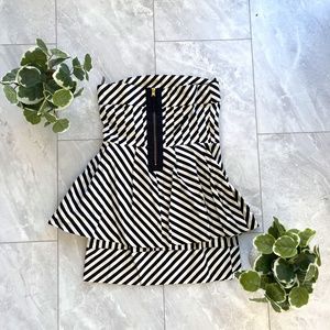 Black and White Strapless Dress